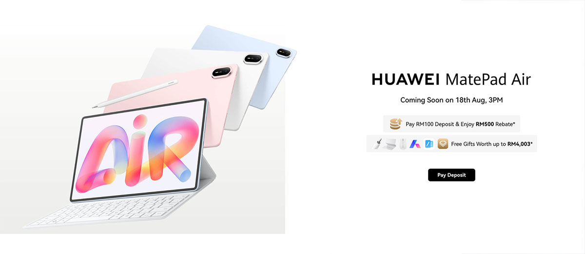 Huawei MatePad Air 2026 arriva in Malesia il 18 agosto