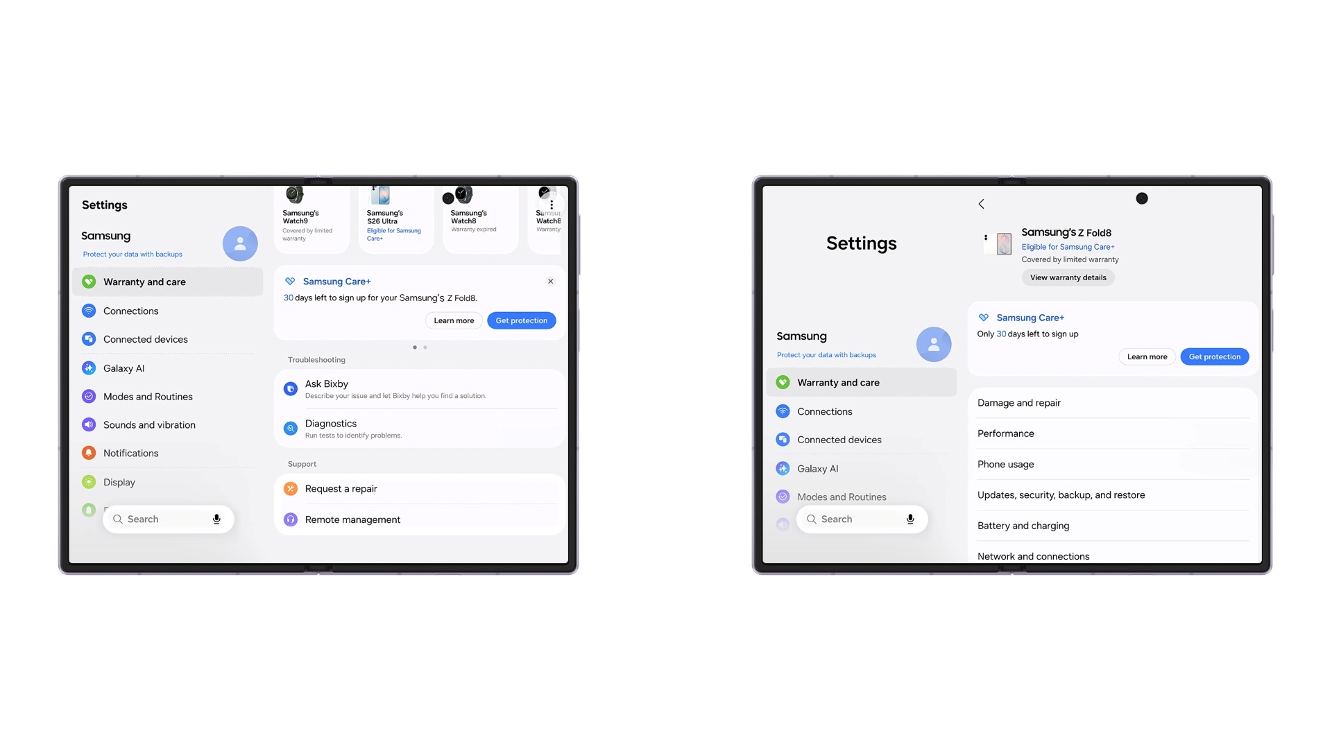 One UI 9: Samsung semplifica l'accesso alle informazioni di garanzia