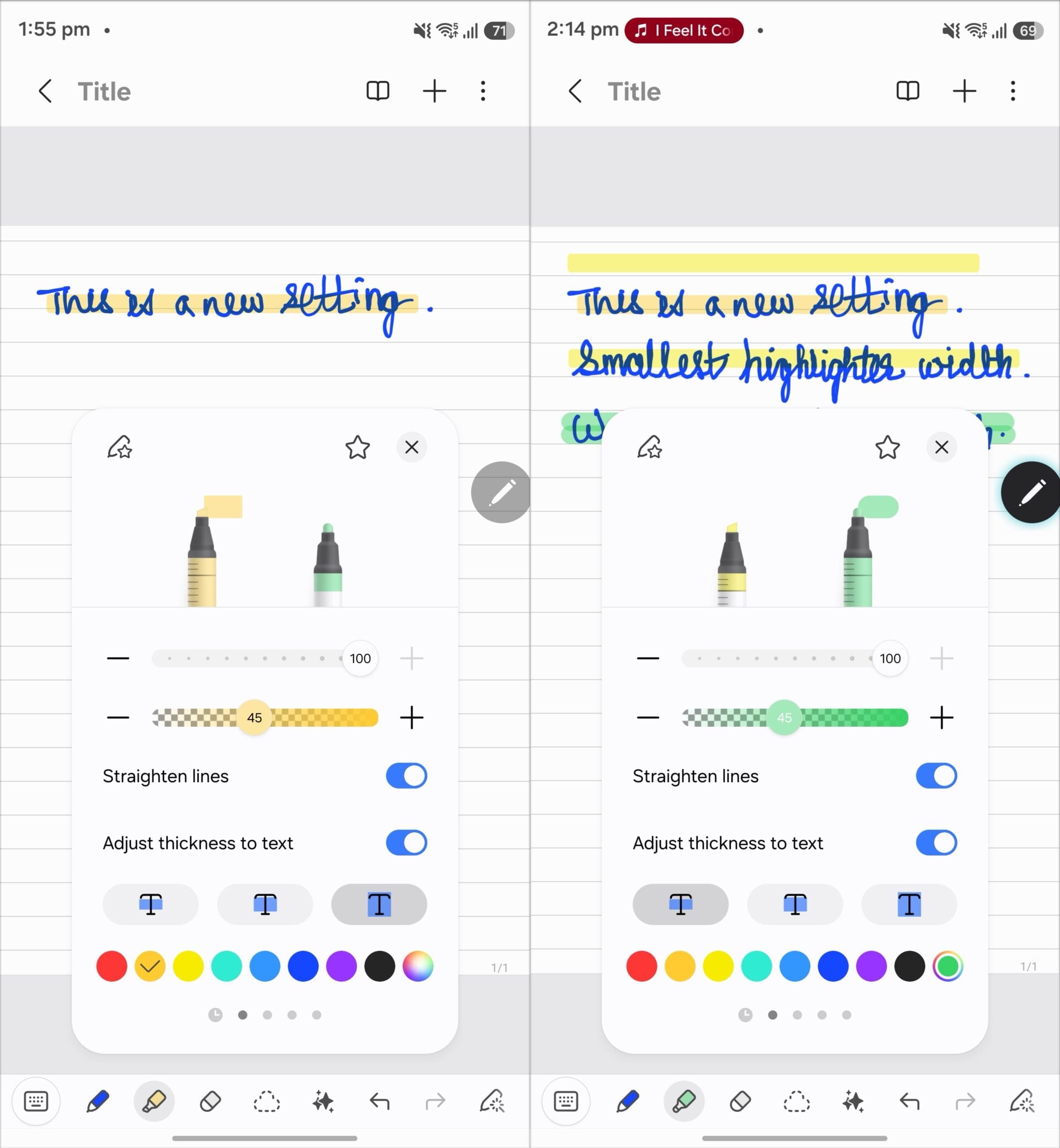 Samsung Notes: fine del evidenziatore retto? Ecco cosa è successo